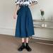 PIKADINGNIS Summer Casual A-line Skirts for Women Vintage Solid Color High Waist Skirts Woman Korean Fashion Student Skirt 4XL