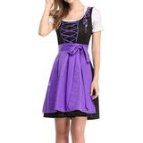 iOPQO casual dresses for women Ladies Oktoberfest Bavarian National Traditional Ladies Dress Workwear Women s Casual Dress Purple S