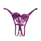 iOPQO panties for women Women Underwear Thongs Lace Bikini Panties G String Thong Stretch Ladie Brief Underwear Thong Women s Panties Purple One Size