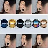 Naierhg 1Pc Ear Expander Solid Color Skin-friendly Stainless Steel Double Flared Ear Gauges for Men Women