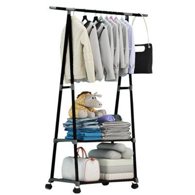 Rebrilliant Triangle Coat Rack Steel Tube Removable Large Capacity Hanging Clothes Tree Quilt Shoes Bags Boxes Hanger Stand Organizer Metal | Wayfair