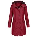 Dtydtpe Clearance Sales Shacket Jacket Women Solid Color Rain Jacket Outdoor Hoodie Waterproof Windproof Long Coat Womens Long Sleeve Tops Winter Coats for Women