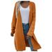 iOPQO sweaters for women Women s Cardigan Mid Length Style Cardigan Sweater Coat New Style Autumn And Winter Women s Cardigan Yellow XL