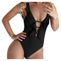 KaLI_store Swimsuit Women Womens Bathing Suits One Piece Swimsuits Training Swimsuit Tummy Control Swimwear for Women Black M