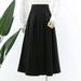 PIKADINGNIS High Quality Woolen Long Skirt Women Autumn Winter High Wiast Pleated Skirts Female Korean Zipper A-Line Midi Skirt