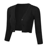 Dtydtpe Clearance Sales Shacket Jacket Women Solid Casual Button Down 3/4 Sleeve Cropped Bolero Short Coat Cardigan Womens Tops Winter Coats for Women