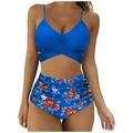 Swimsuit for Juniors plus Size Swim Tops for Women Board Shorts for Women Swim 3 Women Fashion Printed Bikini Tie Front Bikini Top Short Sleeve plus Size Sunflower Bathing Suit Bikinis with Shorts