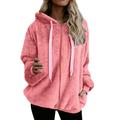 Dtydtpe Shacket Jacket Women Hooded Sweatshirt Coat Winter Warm Wool Zipper Pockets Cotton Coat Outwear Womens Long Sleeve Tops Winter Coats for Women