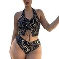 Underwire Bra Swimsuits for Women Women Vintage Swimsuit Flower Shirt Teen Girl Ladies Bikini Halter Neck Strap Swimsuit Set Printed Gothic Shirts for Teens Tie up Bra plus Size Guard for Women 5x