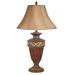NEW Contemporary Painted Gold & Wood Finish Base Gold Fabric Shade Socket Switch 32 Table Lamp 8198