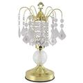 NEW Polished Brass Base w/ Glass & Faux Crystal Ornaments Shade 16 Table Lamp 3056 1 Bulb Included