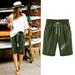 AXXD Clearance Shorts For Women Summer Printed Large Size Cotton Linen Shorts Bike Shorts Lady Army Green 6