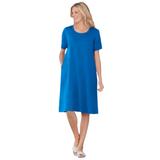 Plus Size Women's Perfect Short-Sleeve Crewneck Tee Dress by Woman Within in Bright Cobalt (Size 2X)