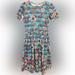 Lularoe Dresses | Lularoe Floral Dress With Pockets & Zippered Back, Size Medium | Color: Blue/Green | Size: M