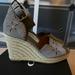 Coach Shoes | Coach Kelsi Wedge Espadrille Sandals Heathered Gray Suede Studded Size 9 Nib | Color: Gray | Size: 9