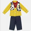 Disney Costumes | Disney Toy Story Woody Boys Costume Outfit Set Shirt Pants Scarf Size 5/6 | Color: Blue/Yellow | Size: Size 5/6