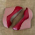 Michael Kors Shoes | Michael Kors Patent Leather Striped Wedges | Color: Red/White | Size: 7