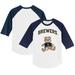 Youth Tiny Turnip White/Navy Milwaukee Brewers Girl Teddy 3/4-Sleeve Raglan T-Shirt