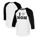 Women's Tiny Turnip White/Black Miami Marlins I Love Mom 3/4-Sleeve Raglan T-Shirt