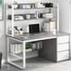 FAANAS Computer Desk with Hutch and Bookshelf,Home Office Desk with 3 Drawer Industrial Study Writing Table Workstation for Home and Office(47 Inch, Gray)