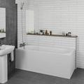 Ceramica Bathroom 1700mm Single Ended Straight Bath 4mm Shower Screen Front & End Panel