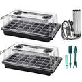 KAYKAI Seed Starter Tray Kit,80 Cells Seedling Starter Trays with Grow Light,Seed Starting Trays with Humidity Dome & Base,Plant Growing Trays Seed Germination Kit,Black