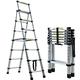 Telescoping Step Ladder Aluminum Folding Stepladder 6+7 Steps Max 150kgs Capacity A-Frame Multipurpose Ladder for Indoor and Outdoor Household