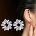 BadyminCSL Fashion Jewelry Ice Crystal Flower Shape Trapezium Zircon Cupronickel Women S Stud Earrings