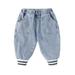 TAIAOJING Children Toddler Kids Baby Boys Girls Patchwork Striped Jeans Pants Trousers Outfits Clothes Cute Outfit 3-4 Years