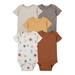 Little Star Organic Baby Unisex 5Pk Short Sleeve Bodysuits Size Newborn-24M