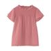 ZHAGHMIN Girls Top Toddler Girls T Shirts Ruffle Short Sleeve Round Neck Loose Blouse Summer Solid Color Casual Girl Tee Tops Toddler Undershirt Little Girls Undershirts Girls Shirt With Pocket Long