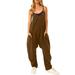 RUIKAR Women s Casual Jumpsuit Spaghetti Straps Wide Leg Romper V Neck Spaghetti Straps Romper Sleeveless Long Jumpsuit Khaki M