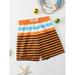 Boys Striped Drawstring Waist Swim Shorts Beachwear S221904X Multicolor 9Y(53IN)