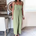 pstuiky Jumpsuit for Women Sleeveless Suspender Jumpsuit High Waist Solid Color Jumpsuit Suspender Pleated Wide Leg Pants Rompers Deals of the Day Clearance Green L