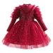 ZHAGHMIN Tulle Gown Child Girls Long Sleeve Ruffles Lace Pageant Dress New Year Party Kids Paillette Tulle Gown Princess Dress Little Girl Princess Dress Bunny Dress Toddler Pale Rose Dress Birthday