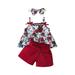 TAIAOJING Baby Skirt Shorts Cover Turn Girl s Sleeveless Off The Shoulder Floral Bow Top Dress Lace Up Shorts Princess Dresses 6-9 Months