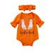 Baby Kids Clothes Halloween Romper & Headband For Baby Boys Girl Clearance Sale Infant Toddler Baby Girls Boys Halloween Print Long Sleeve Trousers Romper Jumpsuit Orange 6-12 Months