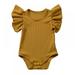 Baby Girl Boy Romper Ruffle Short Sleeve Jumpsuit Cotton Ribbed Knitted Bodysuit Summer Clothes Outfits