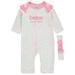 Bebe Baby Girls 2-Piece Splatter Coveralls Set Outfit - white/pink 3 - 6 months (Newborn)