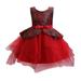 Penkiiy Toddler Kids Baby Girls Floral Lace Ball Gown Princess Dress Party Dress Clothes Toddler Girls Clothes 0-1 Years Red On Clearance