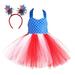 Girls Dresses Toddler Kids Fourth Of July Independent Day Historical Party Tulle Dress Hairband Princess Outfits For 8-9 Years