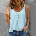 Women Summer Sexy Top SleeveLess Scoop Neck Button Tank Blouse Casual Loose Solid Comfy Camisole Ladies Tunic Tee