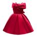 Scyoekwg Kids Girls Dresses Clearance Toddler Girls Solid Color Temperament Bowknot Off Shoulder Pleated Skirt Birthday Party Gown Long Dresses Red 3 Years
