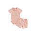 Carolilly aby Girls Boys Outfit Sweet Rainbow Short Sleeve Shoulder Buckle Romper + Solid Color Shorts Set 0-18M