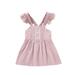 Penkiiy Toddler Baby Girl Summer New Style Sling Pure Color Outing Dress Tutu Dresses for Toddler Girls 9-12 Months Pink On Clearance