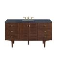 "Amberly 60"" Single Vanity, Mid-Century Walnut w/ 3CM Charcoal Soapstone Top - James Martin 670-V60S-WLT-3CSP"