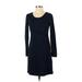 Max Studio Casual Dress - Sheath Scoop Neck Long sleeves: Blue Print Dresses - Women's Size Small