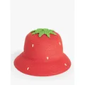 John Lewis Baby Straw Strawberry Hat, Red