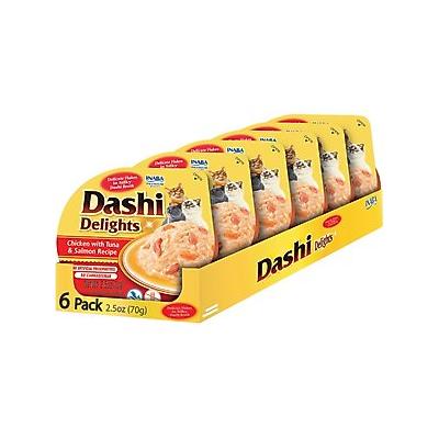 Inaba Dashi Delights Chicken with Tuna & Salmon Flavored Bits in Broth Cat Food Topping, 2.5-oz cup, pack of 6
