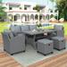 6 Piece Outdoor Rattan Wicker Set Patio Garden Backyard Sofa adn Chair Set, Stools